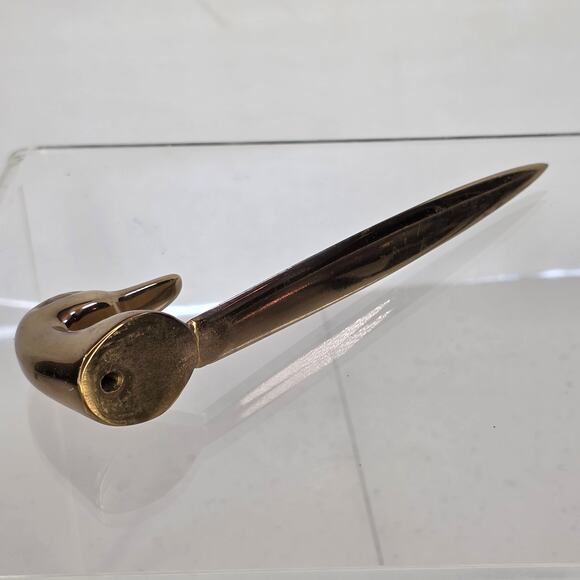 Vintage Solid Brass Duck Head Letter Opener Collector Monogrammed BBA - Picture 7 of 8